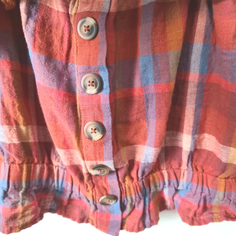 American Eagle Outfitters Orange Plaid Crop Top Size Small - Picture 2 of 7